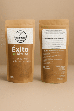Bolsa de café Éxito Altura 500 g con diseño SipDolce