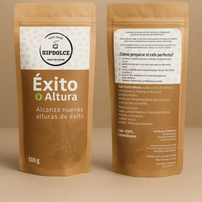 Bolsa de café Éxito Altura 500 g con diseño SipDolce