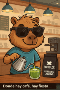Barista Capibara Preparando Matcha
