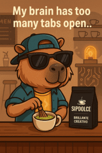 Capibara preparando su matcha latte
