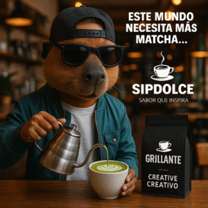 Capybara y su latte de matcha